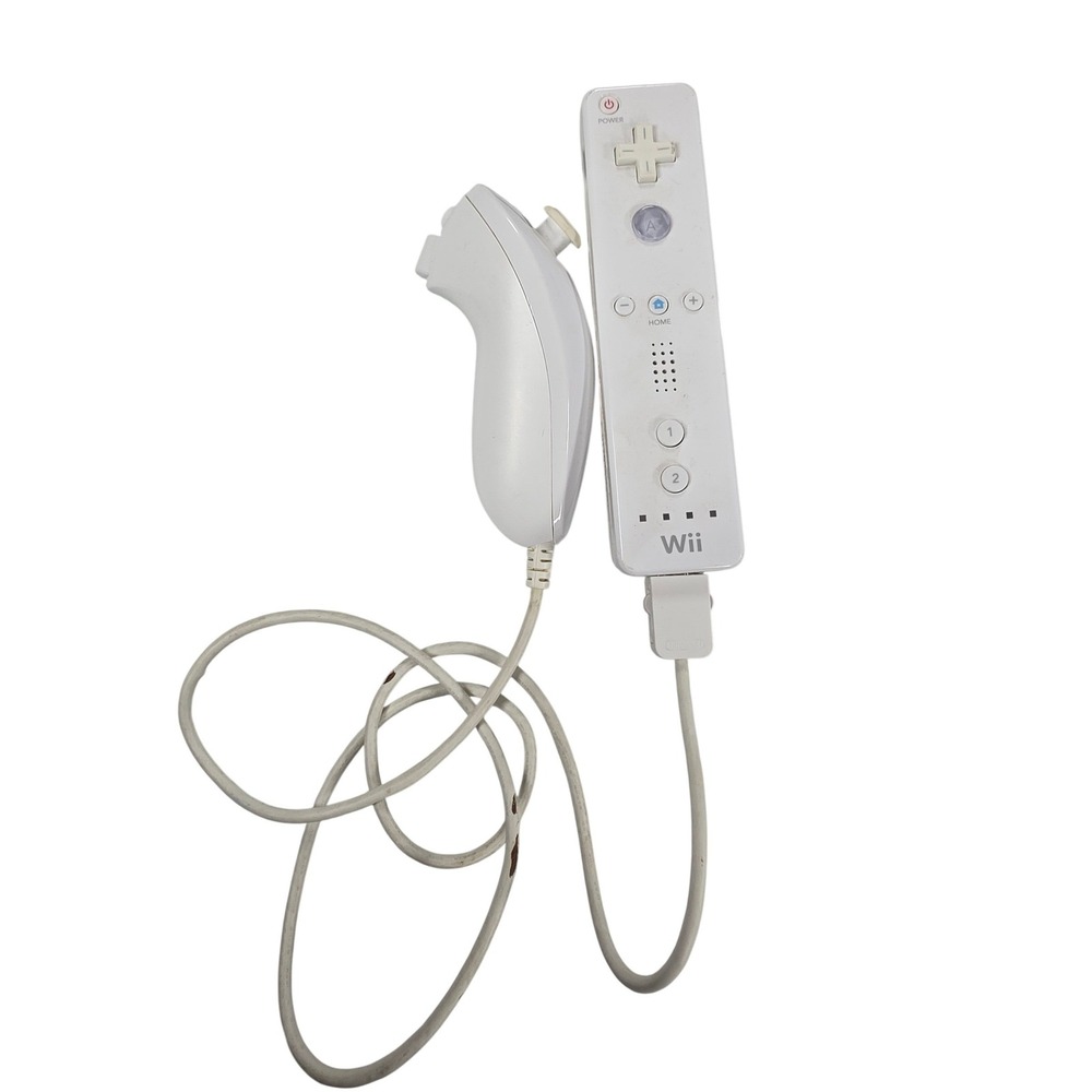 Nintendo Wii Remote RVL-003 and Nunchuk RVL-004 Controller Set White